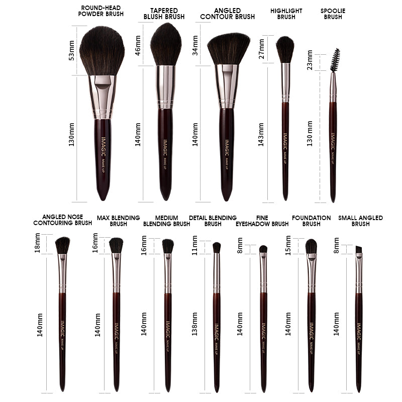 IMAGIC 12PCS MAKEUP BRUSH SET WITH ZIPPER BAG TL-445