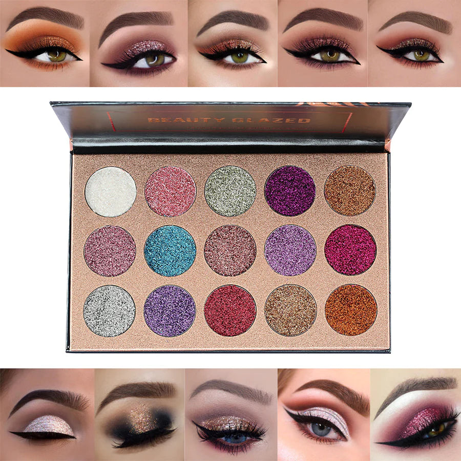 BEAUTY GLAZED Glitter Palette 15 Colors