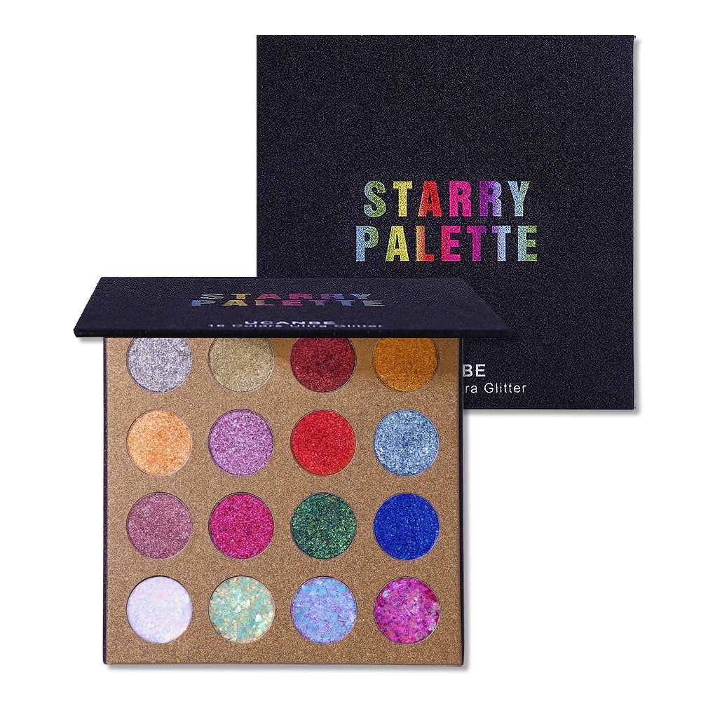 UCANBE STARRY PALETTE-Pro 16 Colors Glitter Eyeshadow Palette - Professional