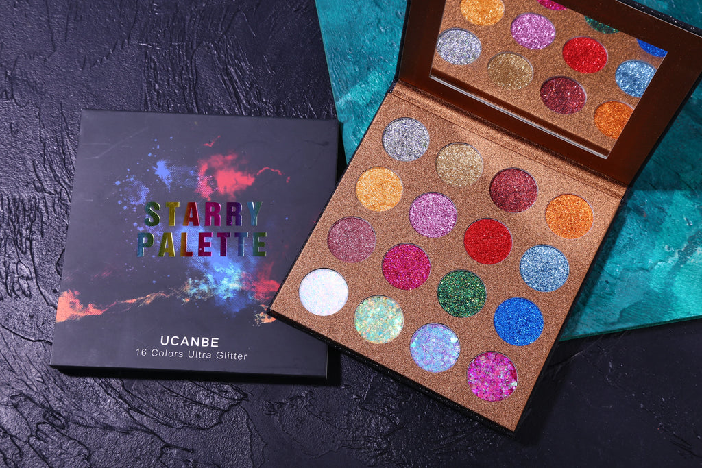 UCANBE STARRY PALETTE-Pro 16 Colors Glitter Eyeshadow Palette - Professional