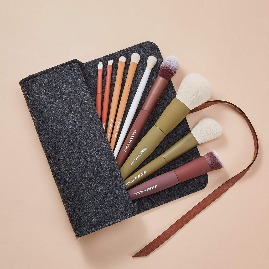 5-COLOR SERIES - 9 PCS MAKEUP BRUSH KIT WITH A POUCH - EIGSHOW Beauty