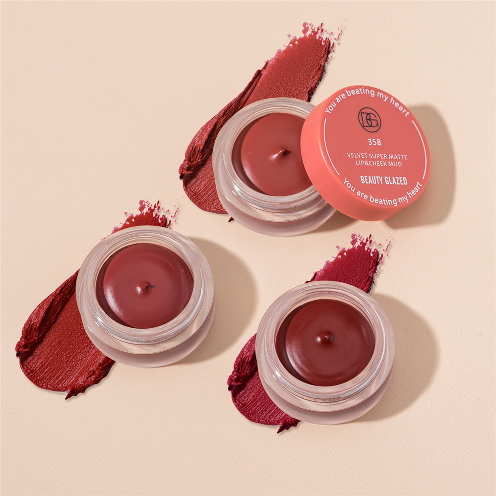 Beauty Glazed 3 Colors Lip & Cheek Mud Waterproof / Blusher