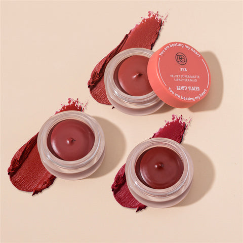 Beauty Glazed 3 Colors Lip & Cheek Mud Waterproof / Blusher