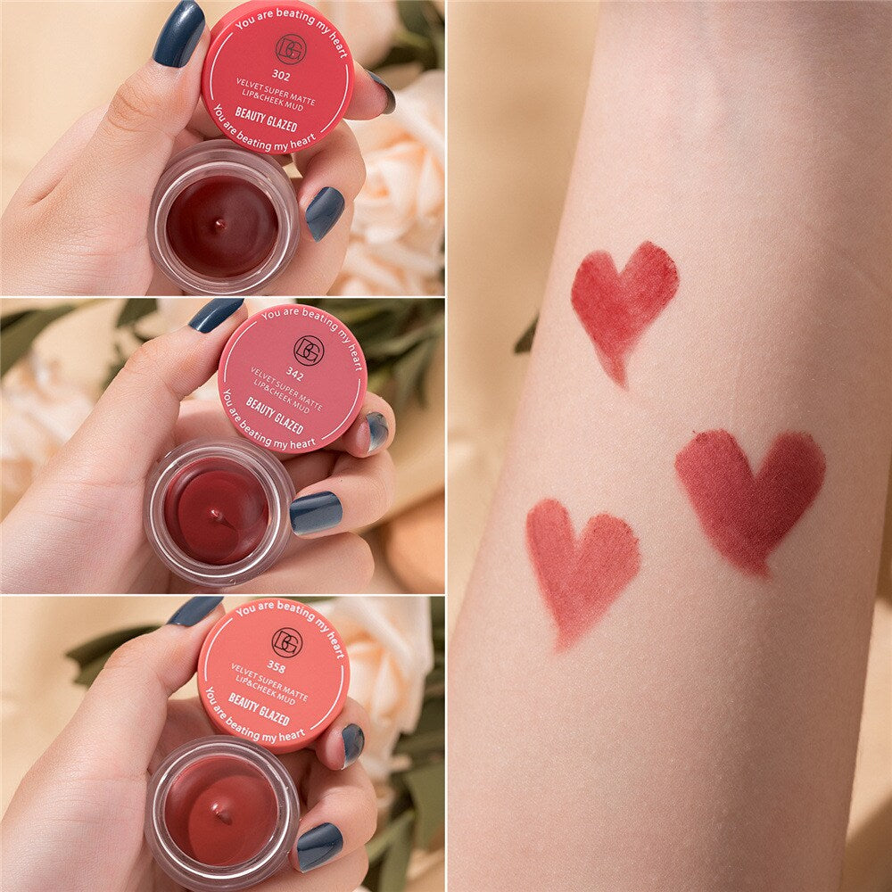 Beauty Glazed 3 Colors Lip & Cheek Mud Waterproof / Blusher