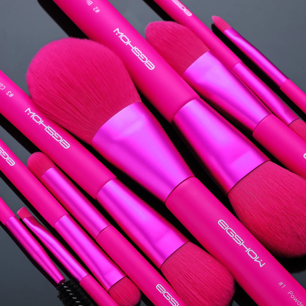 Into U Series, 10 PCS  MAGENTA Premium Synthetic Kabuki Makeup Brush Set