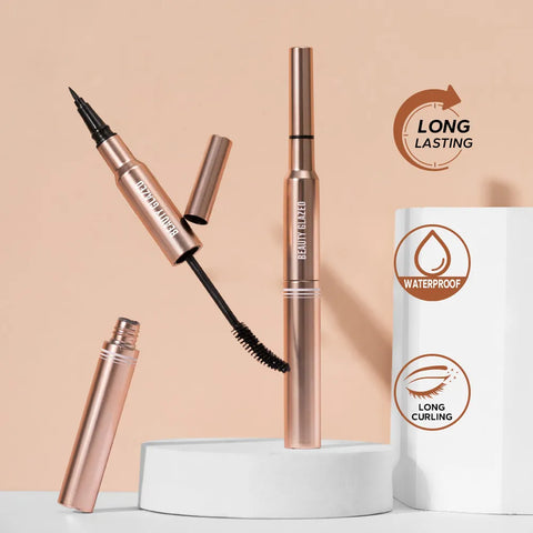 Beauty Glazed 2 In 1 Double-Head Mascara Eyeliner Pen Suit Lasting Without Blooming