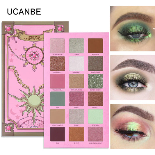 UCANBE Magic Spell Eyeshadow Palette Vibrant Green Eyes Makeup 18 Colors