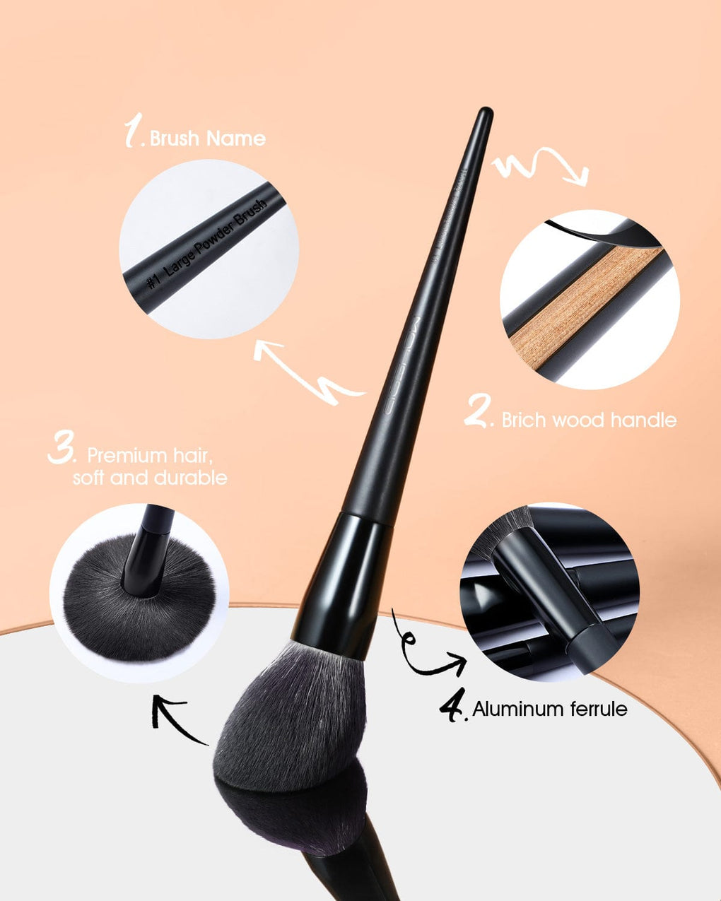 Kingknight Series 19 Pcs Professional Makeup Brush Set - Black