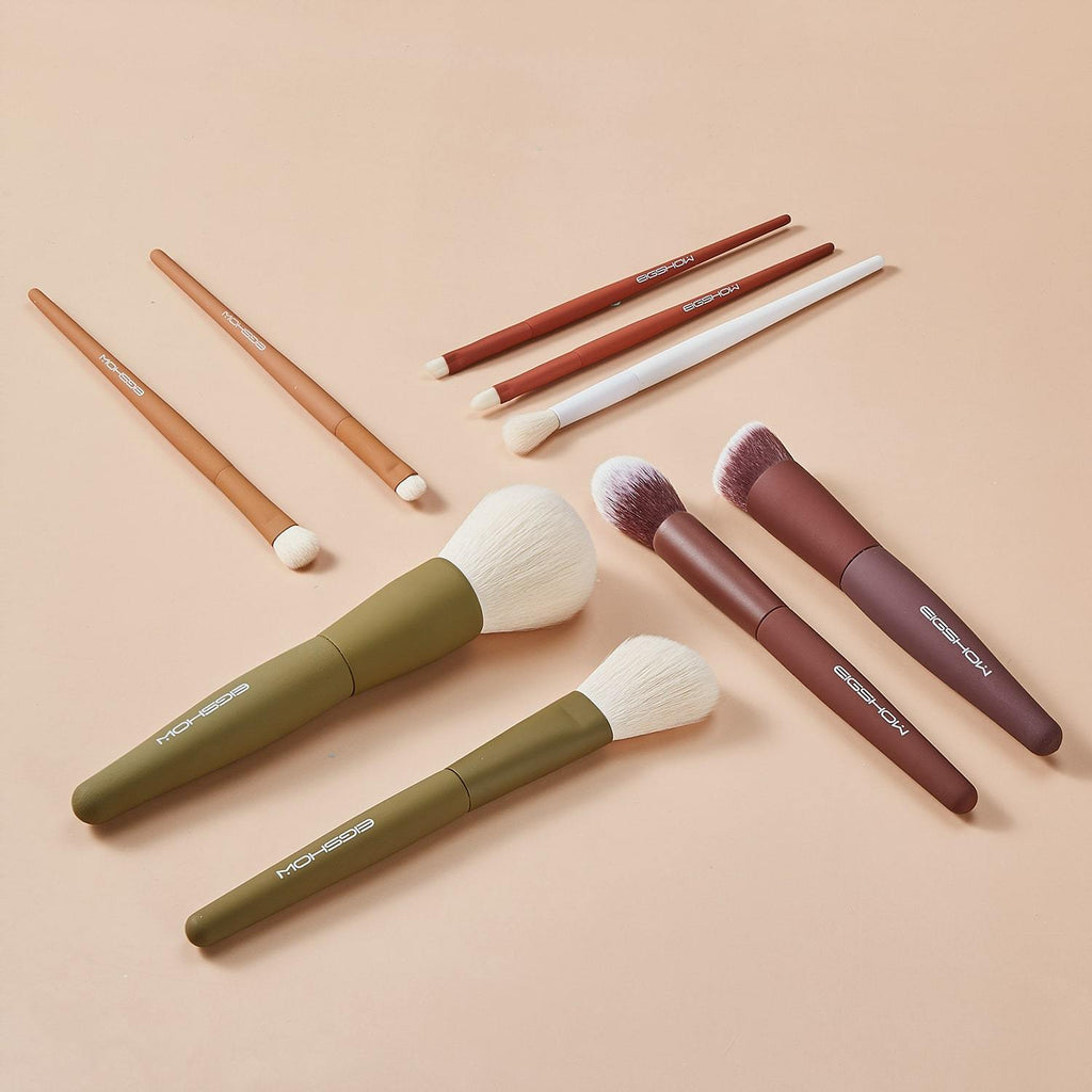 5-COLOR SERIES - 9 PCS MAKEUP BRUSH KIT WITH A POUCH - EIGSHOW Beauty
