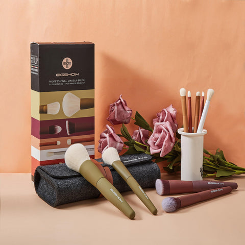 5-COLOR SERIES - 9 PCS MAKEUP BRUSH KIT WITH A POUCH - EIGSHOW Beauty