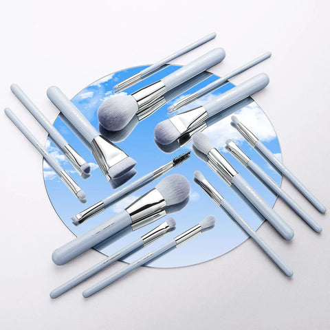JADE SERIES PRO BLUE 15 PCS EIGSHOW PROFESSIONAL MAKEUP BRUSH KIT WITH STORAGE BAG